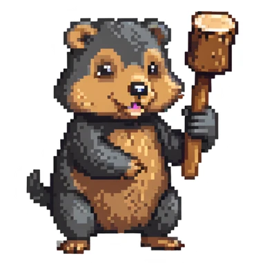 whacking a mole with a mallet sticker