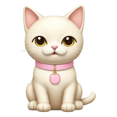 cream cat with light pink collar sitting down sticker