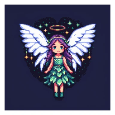 fairy with wings, night scene, surrounded by stars sticker