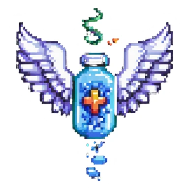 Medicine pill with wings flying sticker