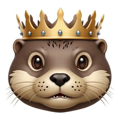 portrait of confused otter face with simple wooden thorny bramble crown, no leaves, no metal, just thorns sticker