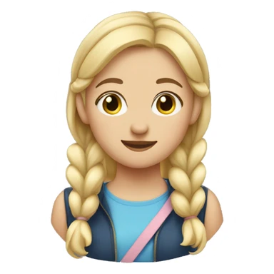 Cute girl with to pigtails blonde hair sticker