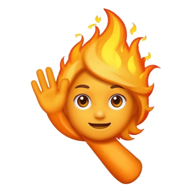 fire emoji with arm behind it behind it sticker