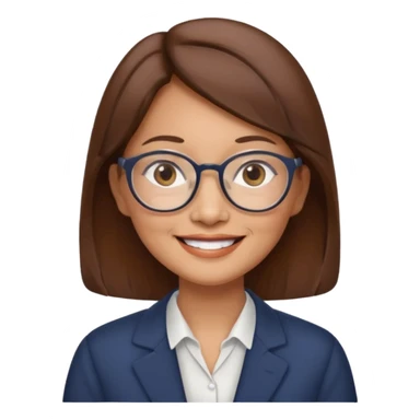 asian female accountant with eyeglasses, round face, brown hair, no tie, 63 years old sticker