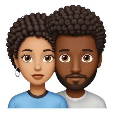 Dark brown skin man with a light beard and a curly   fade haircut with dark brown eyes with a brown skin  Latina woman with dark straight hair  sticker
