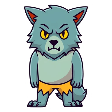 A sad werewolf sticker