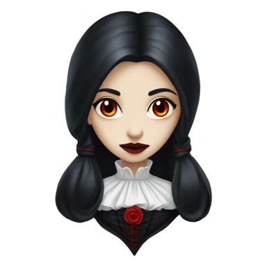 vampire girl, red eyes, black long hair, victorian dress sticker