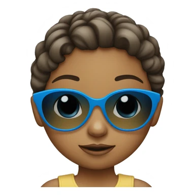 Little girl with blue sunglasses sticker