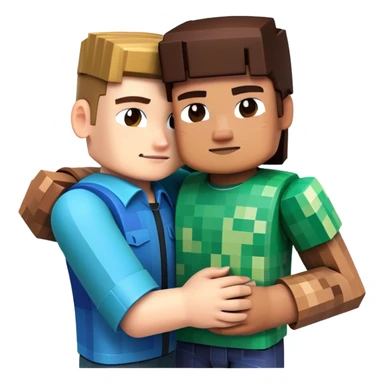 Roblox character hugging Minecraft character sticker