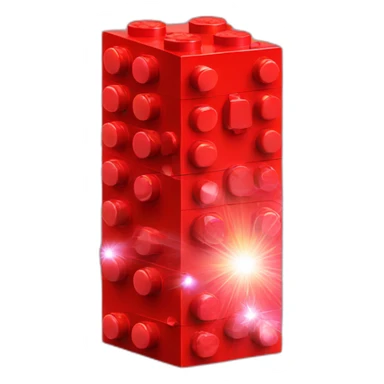 Red LEGO brick with sparkles sticker