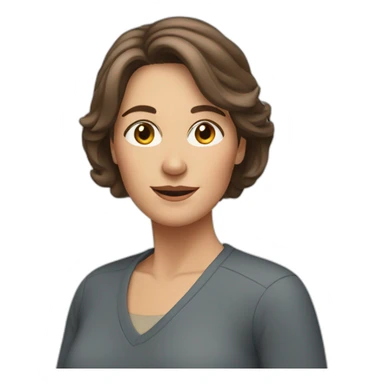 woman in her fifties with brown hair reaching to the shoulder sticker