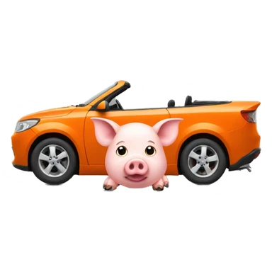 Pig driving orange car sticker