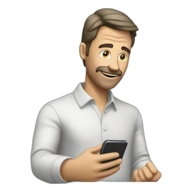 A man talks to his mobile phone sideways sticker