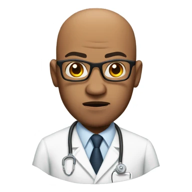 angry bald men in brown skin wearing a lab coat and glasses sticker