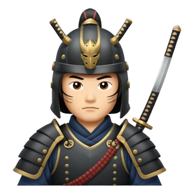 samurai lord, Armored noble with katana at side, kabuto helmet, stern posture. sticker