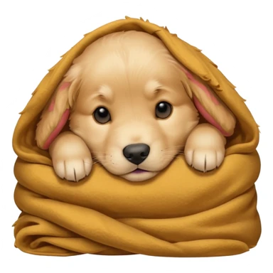 golden retriever puppy sleeping with a blanket sticker