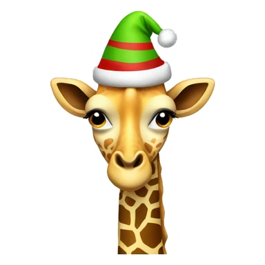 a giraffe with a christmas hat sticker