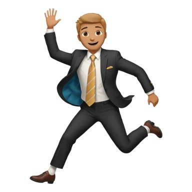 a man in a formal suit jumps with joy sticker