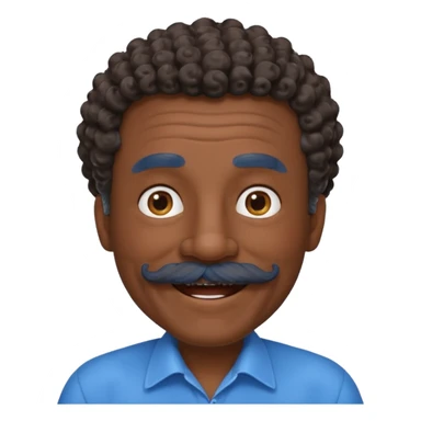 old guy with very curly short dark hair and big blue  mustache sticker