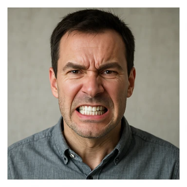 realistic man gritting teeth with tense or stressed expression, clear and informative atmosphere sticker