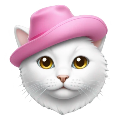 White cat with pink hat sticker