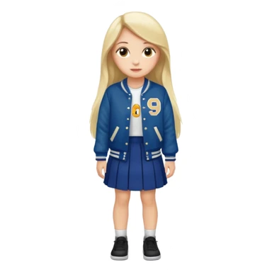 long hair girl with varsity jacket and skirt sticker