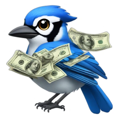 very fast bluejay with money sticker