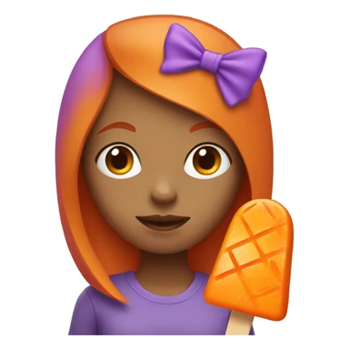 A girl with orange hair holding a purple popsicle  sticker
