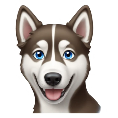 Brown and white husky with blue eyes with his tongue sticking out  sticker