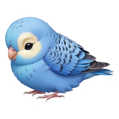 Meme-Worthy Cute Sleeping Blue Budgie Portrait Emoji, Head resting peacefully with a contented smile, showcasing a petite, delicate build and a luxuriously soft blue feathered fur, eyes shut in a serene nap, Simplified yet hilariously adorable features, highly detailed, glowing with a soft, drowsy light, high shine, relaxed and utterly lovable, stylized with an air of playful laziness, bright and heartwarming, soft glowing outline, capturing the essence of a comically sleepy budgie, so meme-worthy it feels like it could instantly become the next viral sensation of adorable slumber! sticker