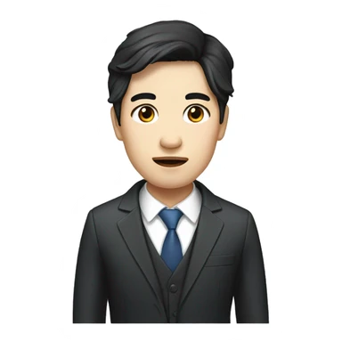  Company CEO, Korean, white skin, torn eyes,black hair sticker