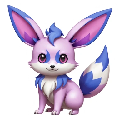 Shiny White with Violet and Indigo and pink markings Eevee-Minccino-Zangoose-Pokémon-Digimon-Fakémon-fusion-hybrid-creature sticker