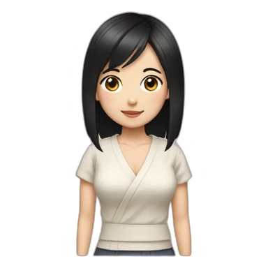 Japanes Girl with black hair  sticker