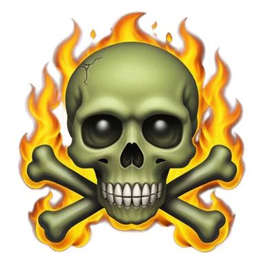 a poisonous cloud of gas, dark swamp color, with an image of a skull and two crossed bones behind the skull sticker