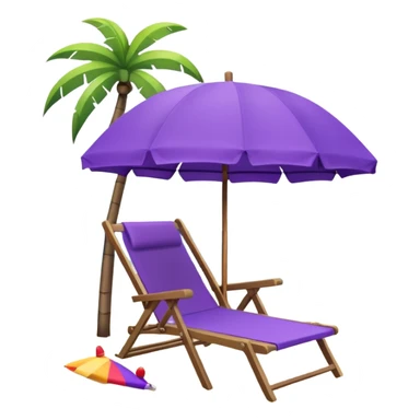 beach chair with purple umbrella sticker