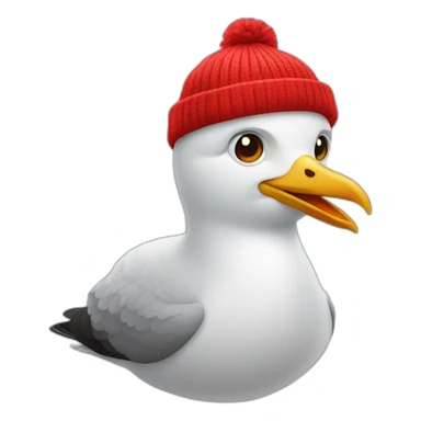 seagull with a red beanie on sticker