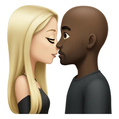 White girl dark hair kissing bald black man sticker
