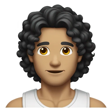 muscle curly long black hair white man sticker