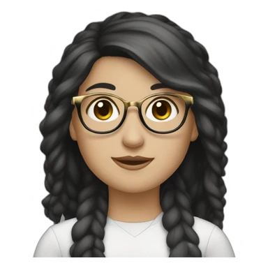 [white girl] with [black] hair and [gold] glasses sticker