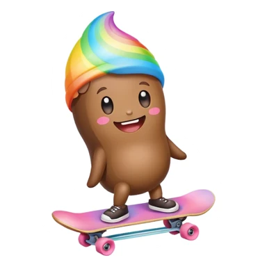  pastel rainbow kawaii Poop skateboarding  sticker