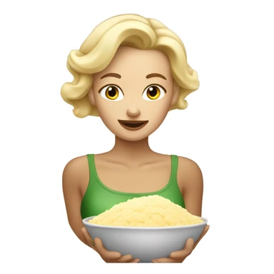 Blonde beauty eating a bowl of mash  sticker