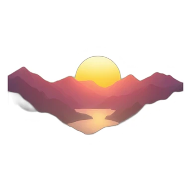 the sun setting behind the mountains sticker