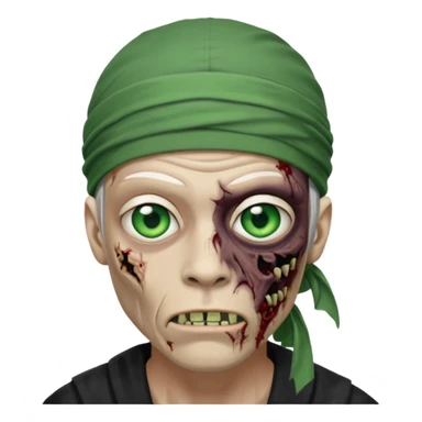 Withe durag, men zombie and green eye color, with dark zombie clothes sticker