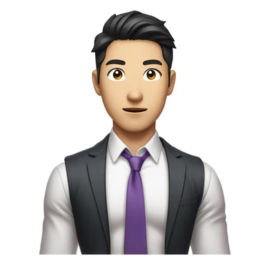 asian handsome guy kpop idol in a shirt with a tie and pumped up arms sticker