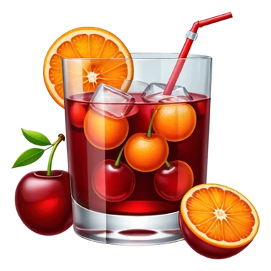 Mach mir einen Cherry Negroni mit viel Eiswürfeln und nur einer Scheibe Orange im Glas und einer Kirsche auf dem Glas sticker