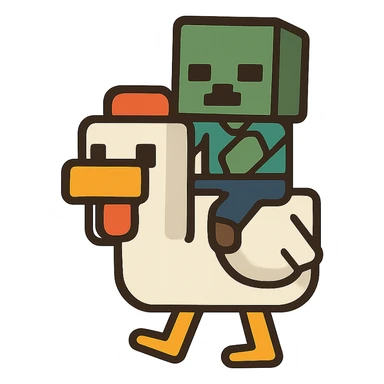 flat toon style chicken jockey sticker