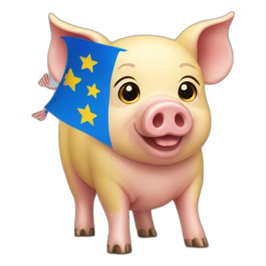 Pig with flag yellow blue sticker