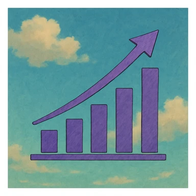 growth graph in purple, ghibli style sticker