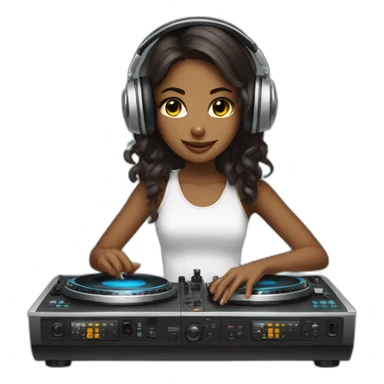 while girl electro dj on turntables sticker