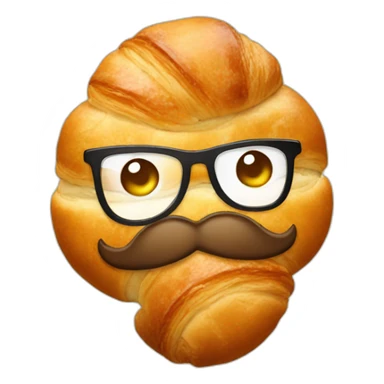 croissant with moustache sticker